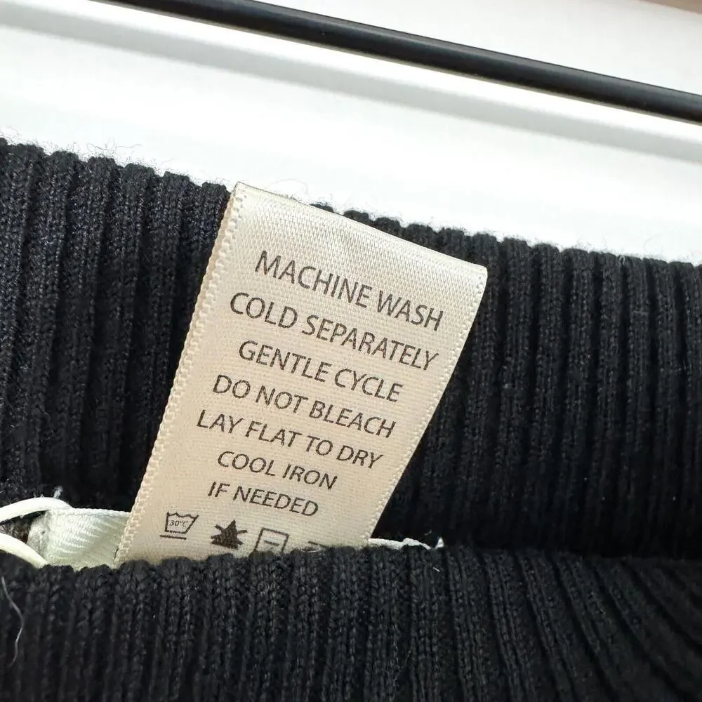 Max Studio Women’s Size Small Black Beige Striped Sweater Knit Stretch Skirt New - Picture 3 of 5